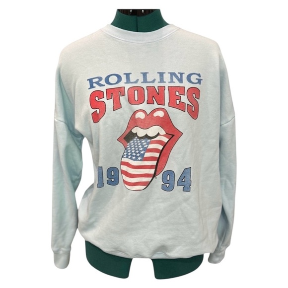 Abercrombie Kids Rolling Stones Graphic Crewneck Light Blue Size 15/16 Women’s M - Picture 2 of 5